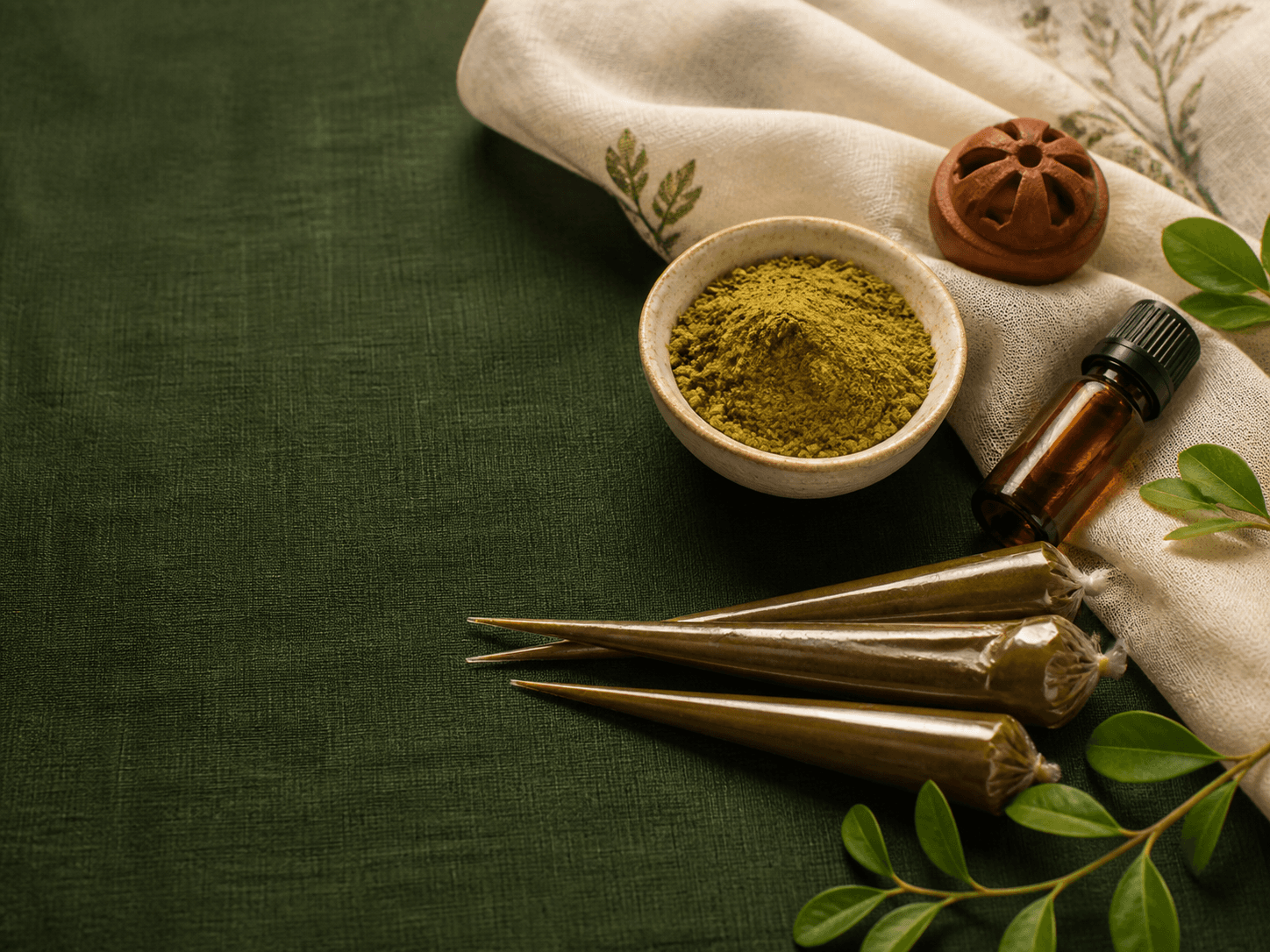 Natural mehendi cones and artisan essentials